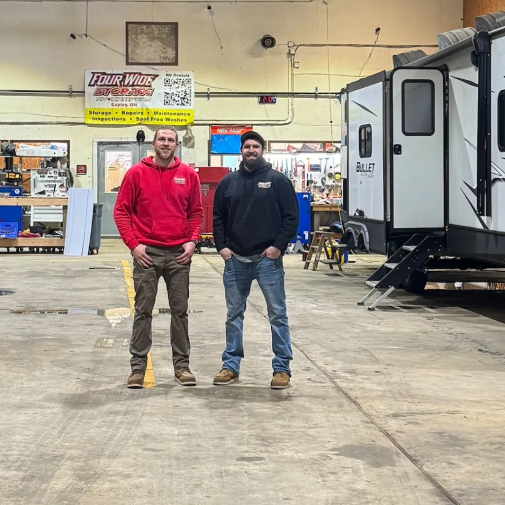 Four Wide Storage RV repair team in the Copley OH shop